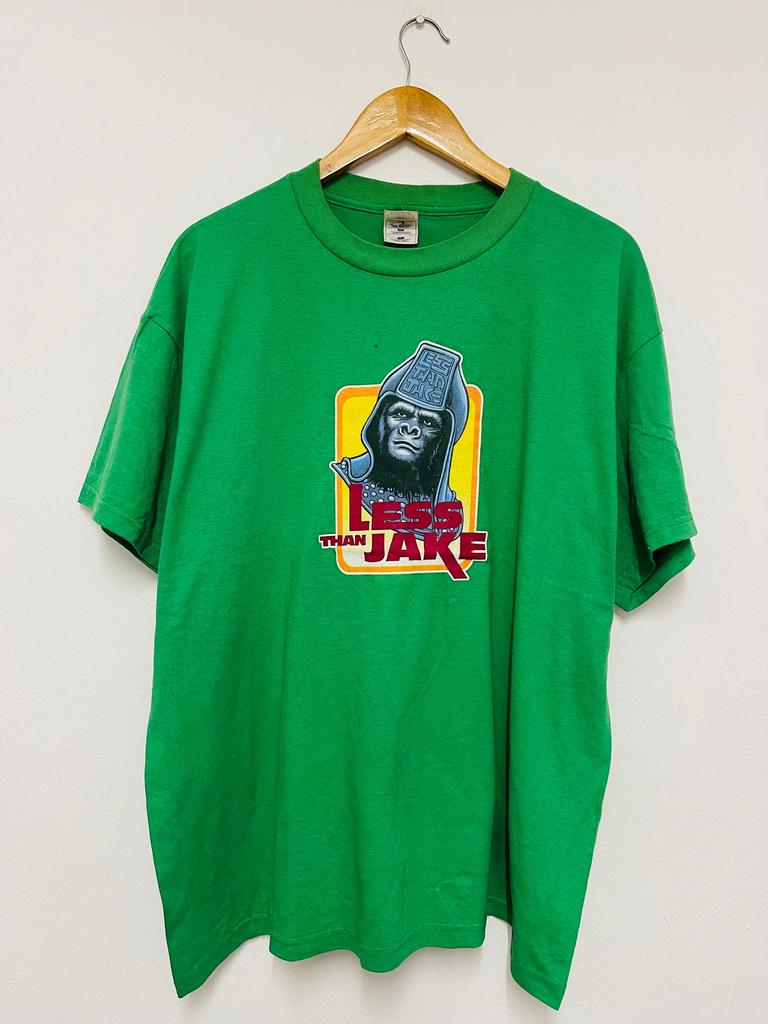 Vintage 90s Less Than Jake : General Ape Ska Punk Music T-Shirt / Skate Punk / Punk Rock / Tour / Punk / Streetwear / Green / XL
