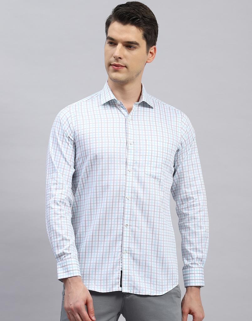 MONTE CARLO Mens Check Collar Neck Pure Cotton Shirt