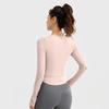 Juyi Hall Women's Long Sleeve Slim Fit Running & Yoga T-shirt with Built-in Bra