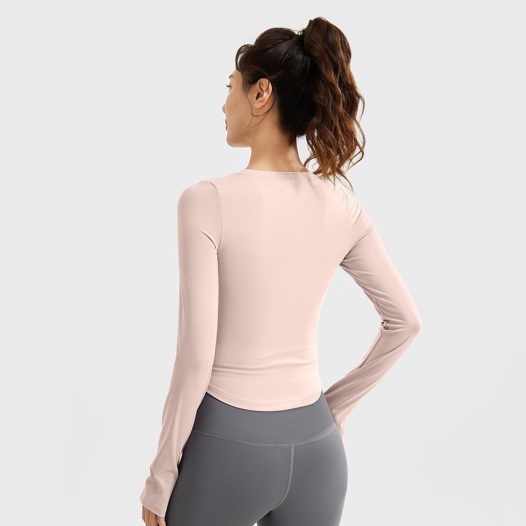 Juyi Hall Women's Long Sleeve Slim Fit Running & Yoga T-shirt with Built-in Bra
