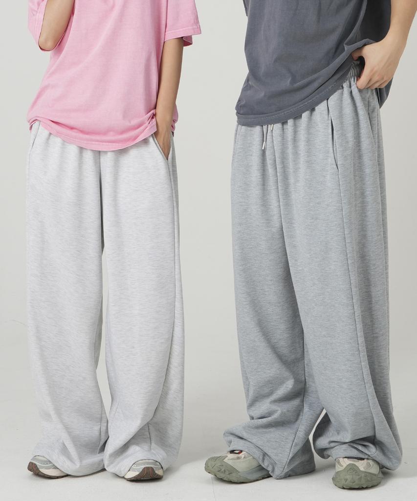 ROCKED GARAGE Unisex All-Season/Fleece-Lined Training Pintuck Balloon Two-Way Wide Pants_Gray