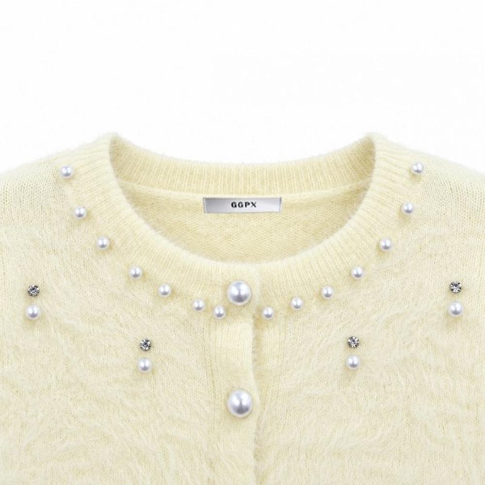 Ggpx New York Pearl Angora Fur Knit Cardigan Gq9kg019f