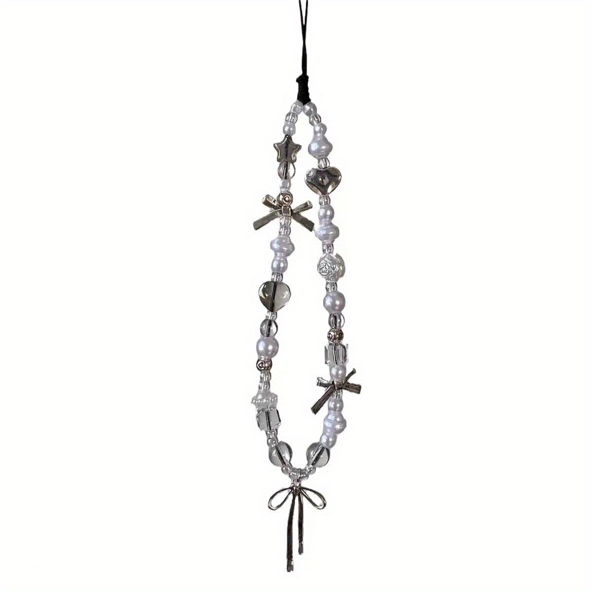 

Корейский Y2K милый цветок сердце бант бисер телефон цепочка амулет шнурок для универсальных аксессуаров ювелирные изделия кулон