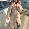 Long Down Jacket Winter Woman Fashion Coats 2021 Winter Casual Hooded Parkas Female Outdoor Korean Fashion Clothing Fur Coats