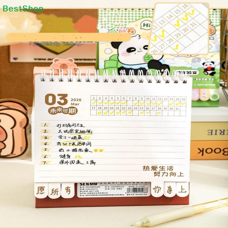 2026 Kawaii Desk Calendar – Capybara & Panda Cartoon Table Calendar for Home & Office
