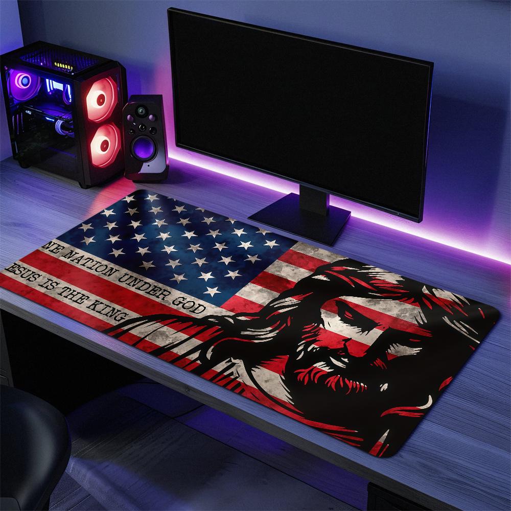 One Nation Under God American S Mouse Pad Large Desk Mat Keyboard Ergonomic Office Rubber PC Nonslip Antifray Home Custom