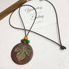 New Chinese Retro Wooden Woven Rope Long Sweater Chain, Bohemian Leaf Versatile Women's Necklace