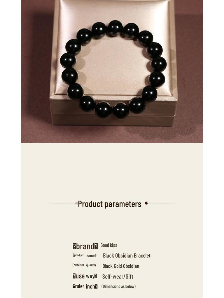 Super God Shine Black Obsidian Bracelet 6-18mm for Men and Women