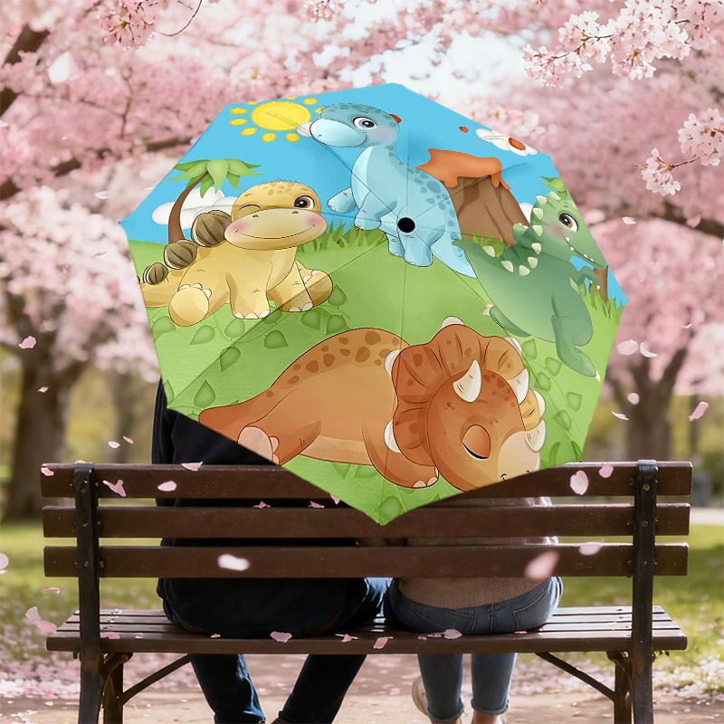 1PC dinosaur landscape Umbrella-8-Rib Reinforced, Automatic Open, Lightweight & Durable, Cute Fashion Accessory for Outdoor, Beach or Casual Use, Beac