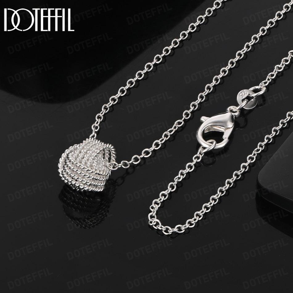 

925 Sterling Silver Fashion Jewelry Woven Pendant Wedding Necklace 45CM