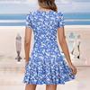 Women's Casual Fashion V-Neck Short Sleeve Patchwork Floral Print Dresses