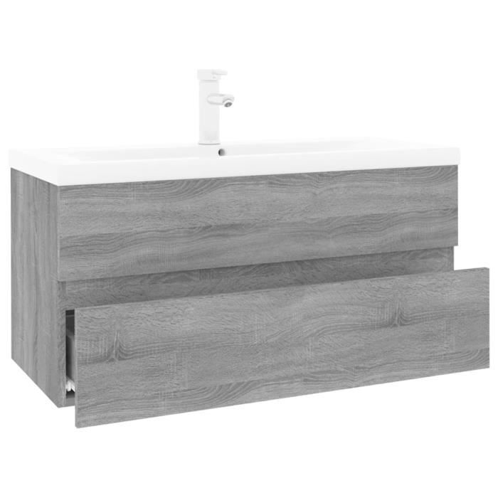 3152880 vidaXL Meuble lavabo avec bassin intégré Sonoma gris Bois d'ingénierie