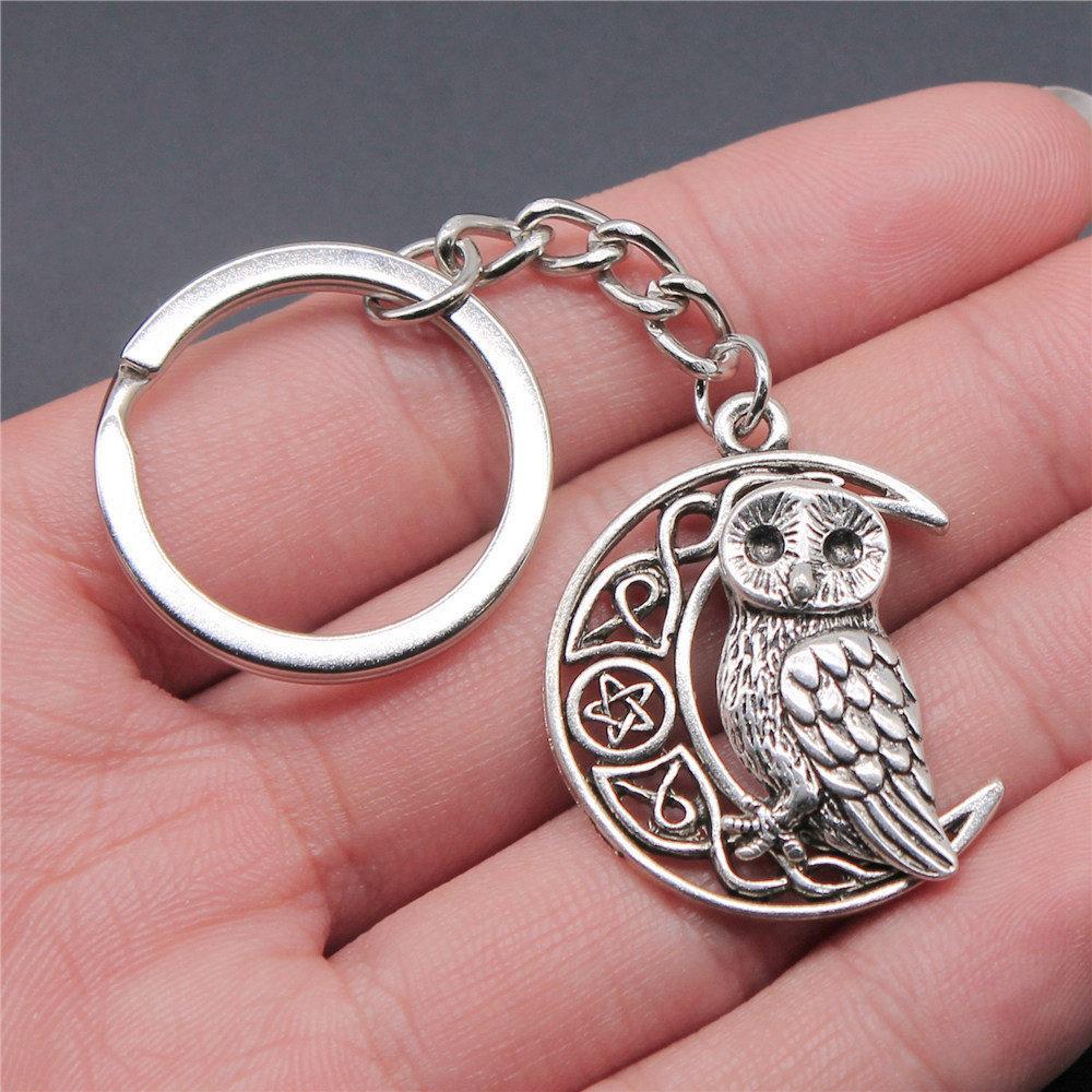 28mm Key Ring Star Pentagram Moon Minimalist Jewelry Components QY043