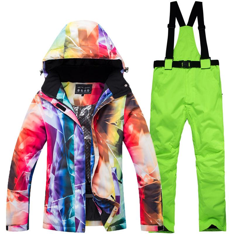 Winter Outdoor Ski Suit, Women's Thermal Snowboard and Snowboard Ski Pants Suit.