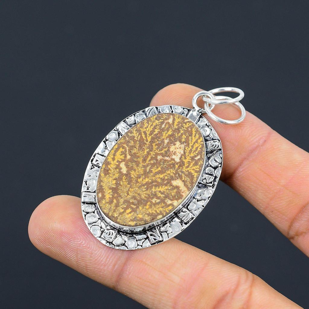 Womens day Deal Psilomelane Dendrite Stone 925 Silver Handmade Bezel New Pendant