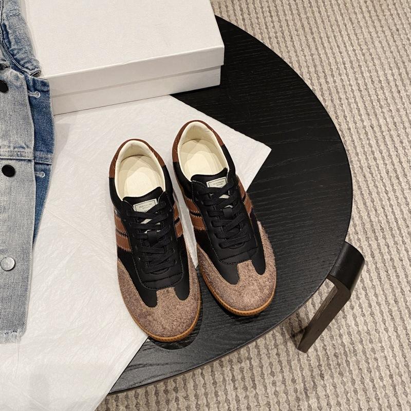 Leather retro Maillard brown Dexun shoes women's 2025 new versatile lace-up flat casual sneakers board shoes