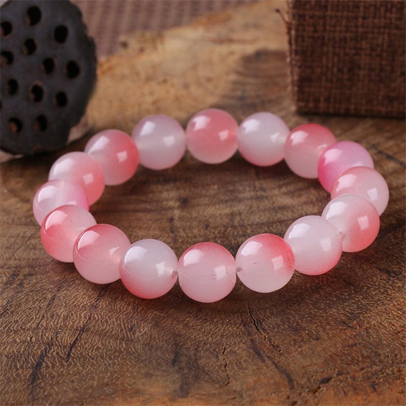 

Свежий сладкий градиент розовый лед прозрачный бисерный браслет эластичный браслет для девочек женские ювелирные изделия аксессуары розовый