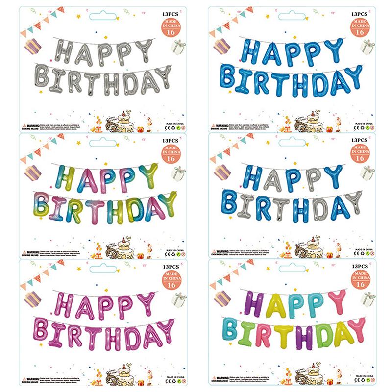 13 Stück/Set 16 Zoll Happy Birthday Buchstabenballon Geburtstagsfeier Dekoration Aluminiumfolienballon