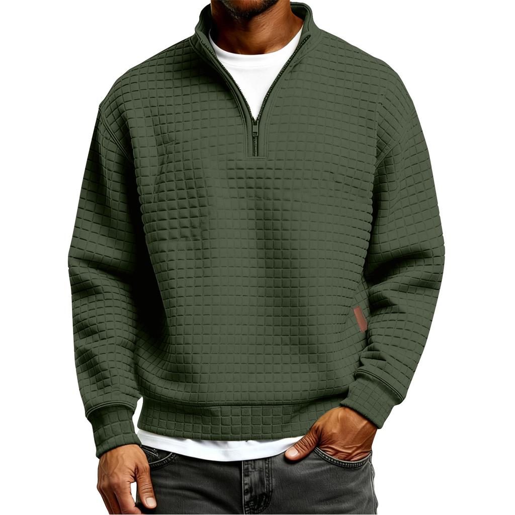 Men's Solid Color Stand Collar Zipper Sweatshirt Hoodie Men's Sports Large Size Casual Sweatshirt