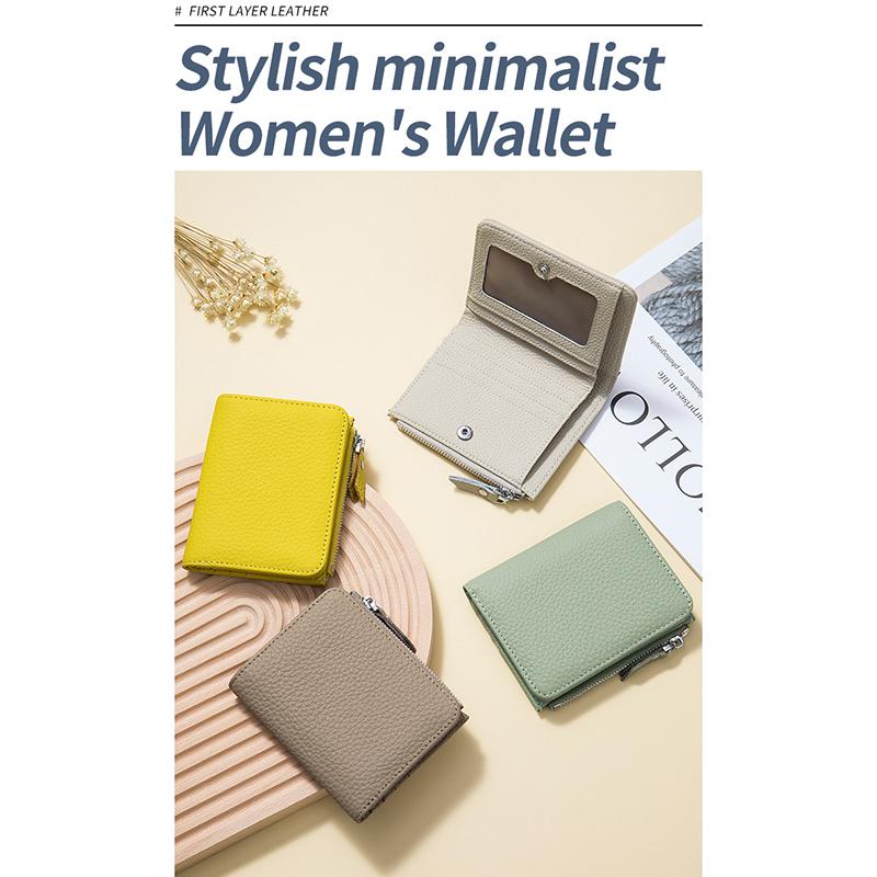 Japanese Style Genuine Leather Slim RFID Wallet for Women - Compact Zippered Coin Purse & Card Holder with Large Capacity (New Design)