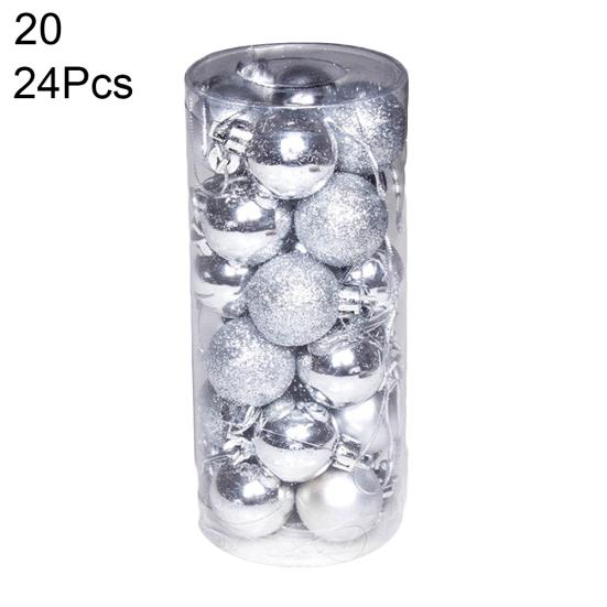 24 Stück 3 cm große Kunststoff-Weihnachtsbaumkugeln für Zuhause, Party, hängende Ornamente