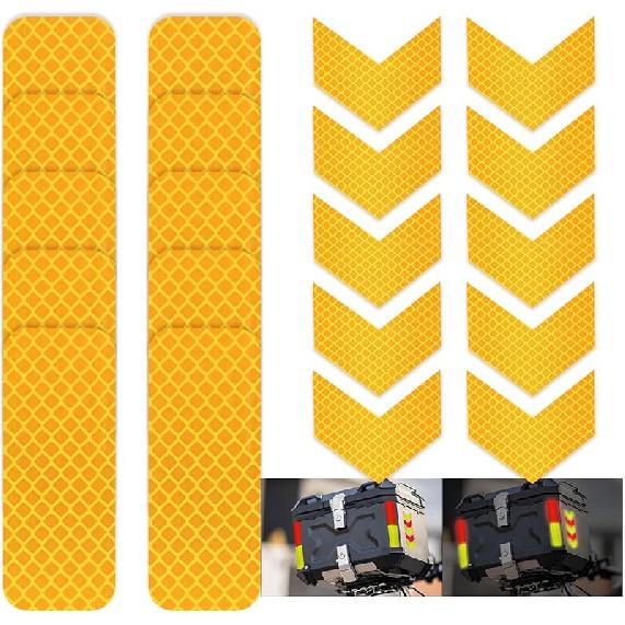 20Pcs Reflective Safety Stickers High-Visibility Decals, Waterproof & Weather-Resistant, Super Adhesive for Helmets, Bikes, Trailers, Cars, Mailboxes