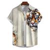 Men's Tiger Print Hawaiian Short Sleeve Shirt Casual