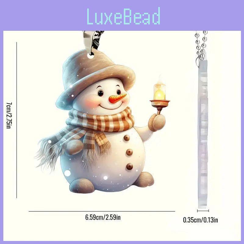 Cute Candle Handheld Snowman Pattern Acrylic Pendant For Christmas Decoration