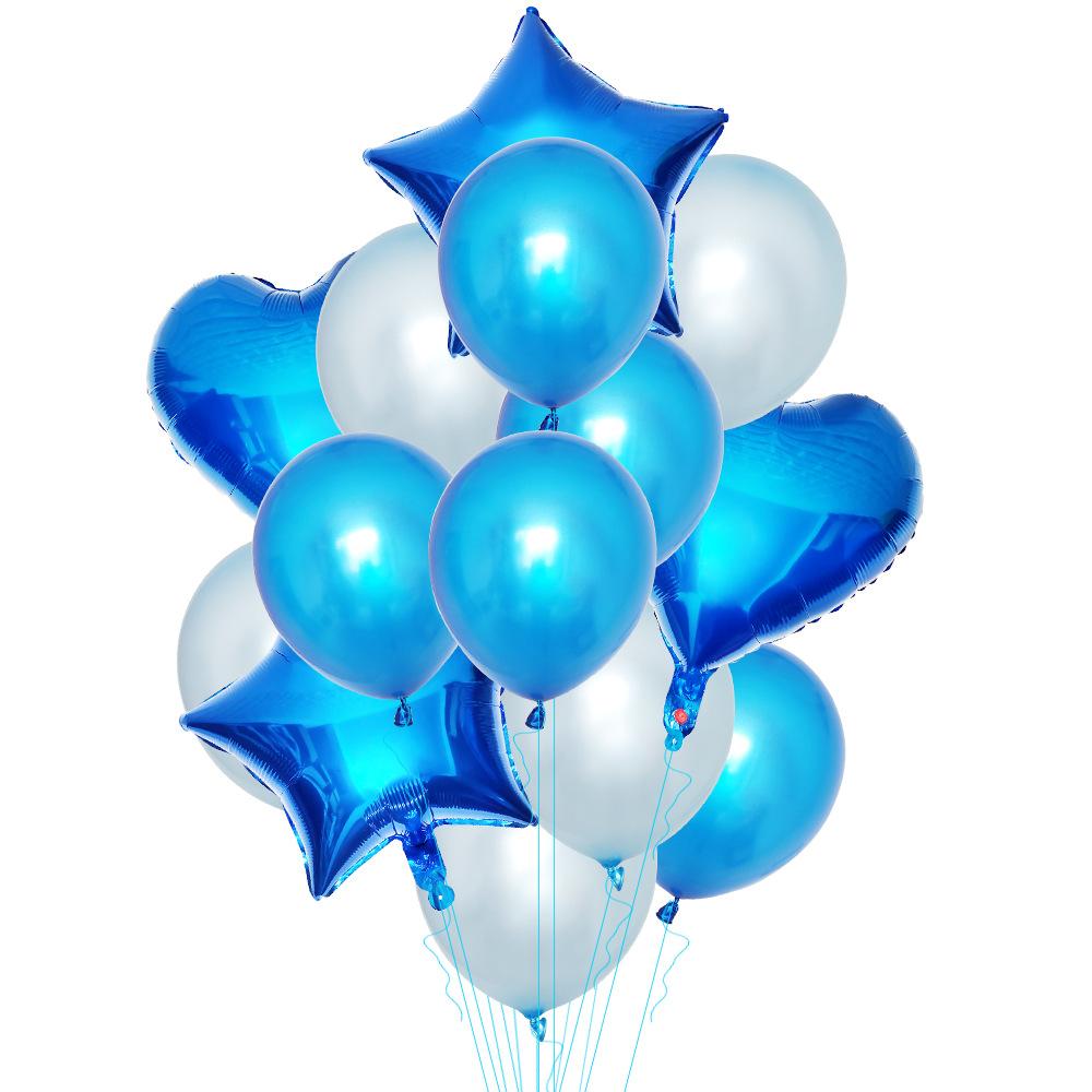 Champagne Gold Love Pentagram Aluminum Film Balloon Pearlescent Latex Balloon Combination Set