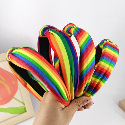 Bunter regenbogenfarbener Haarreif Elegantes Pride Day Regenbogenstreifen-Kopfband Langlebiges Weiches Festliches Party-Haarschmuck