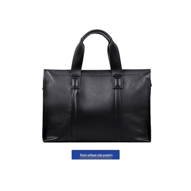 Men's Genuine Leather Briefcase - Casual Large Capacity Crossbody Handbag for Laptops