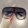 Large-framed, one-piece, European-style fashionable sunglasses, high-end and casual, unisex windproof sunglasses
