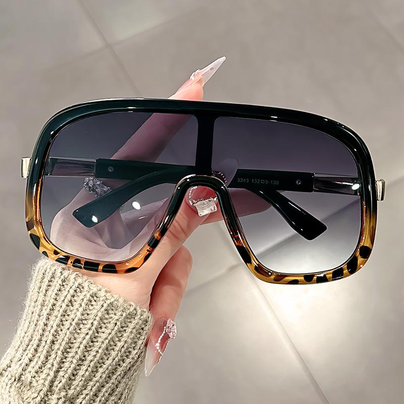 Large-framed, one-piece, European-style fashionable sunglasses, high-end and casual, unisex windproof sunglasses