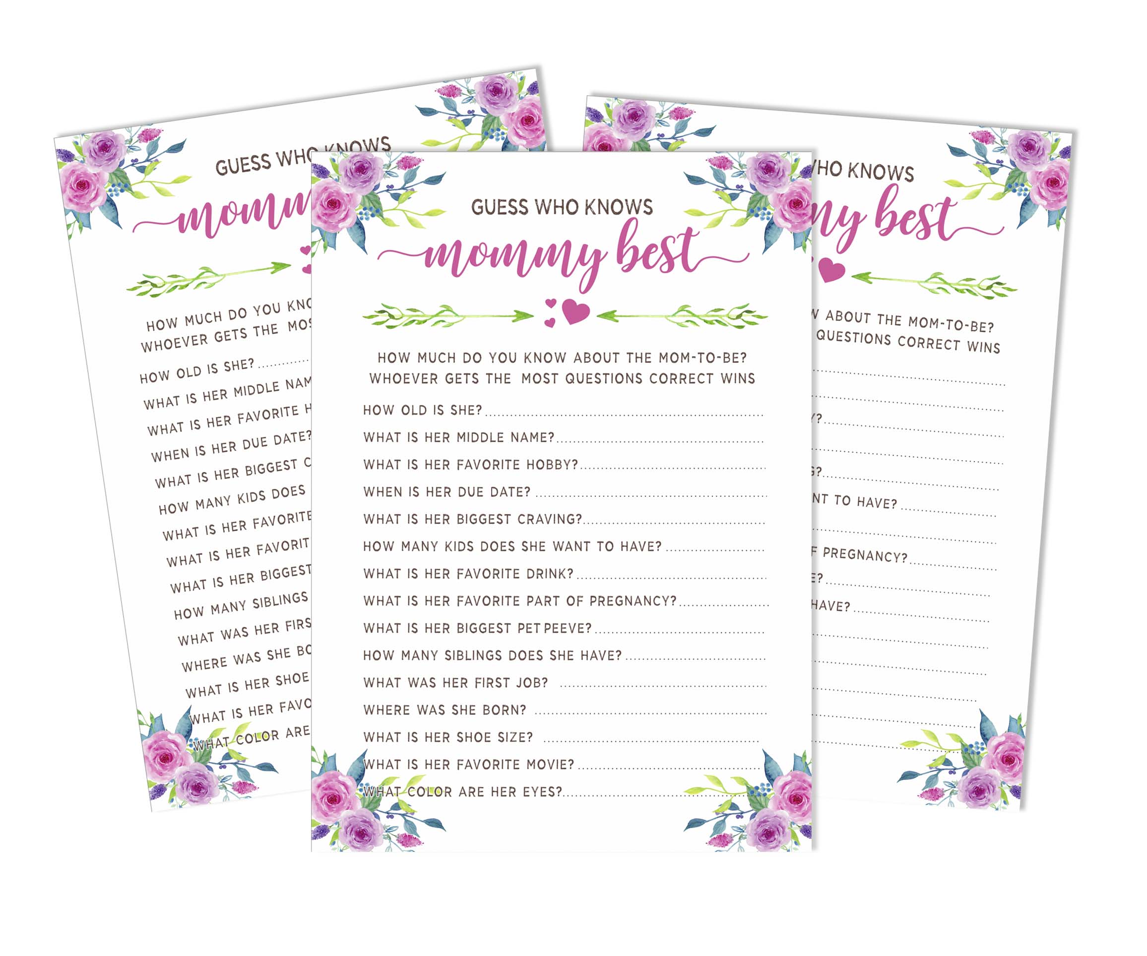 

Inkdotpot 50 Гра Baby Alphabet ABC Game Floral Baby Shower Game Oh Deer Party Supplies 5 x 7 Inches білий