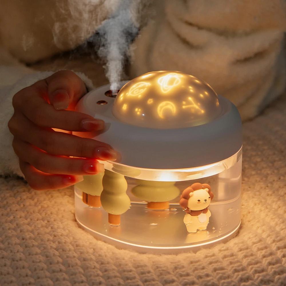 Large Capacity Portable Humidifier USB Charging 2000mAh Battery Projector Light Wireless Ultrasonic  Air Humidifier