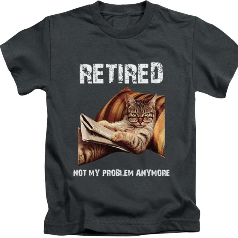 Retired Not My Problem Anymore Adults TShirt Funny Cat Meme Top New Cotton Retro Street Fashion Mens Shirt Short Sleeve Design