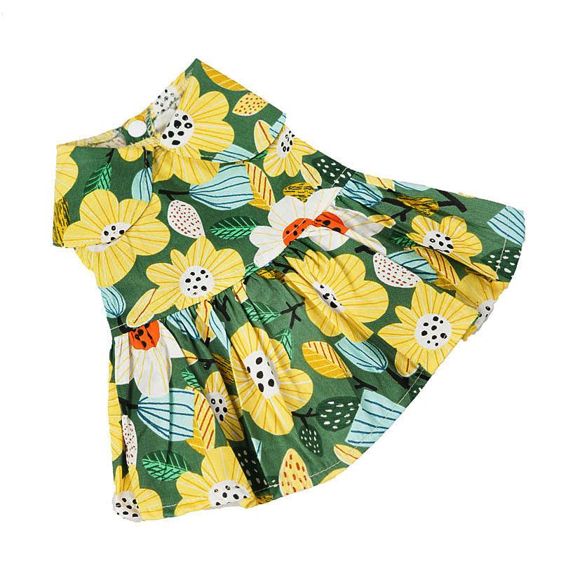 Pet skirt dress doll skirt spring summer clothes puppy dog teddy pet supplies bow short sleeve