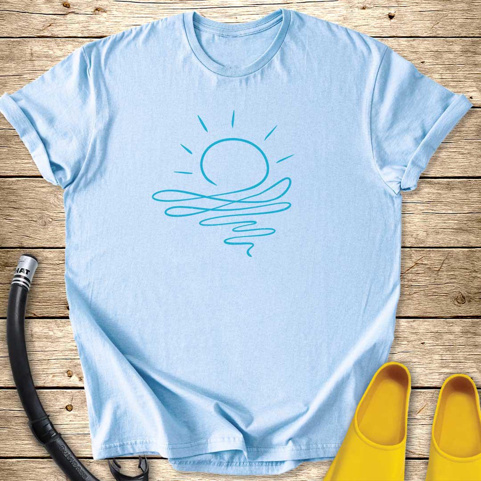 Sea Sun T-Shirt | Retro Beach Graphic, Sunrise Waves Tee S
