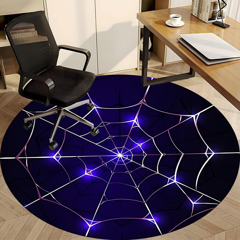 1pc Spiderweb Office Round Rug, Carpet for Office, Gaming, Lightweight Round Floor Mat yy260205003