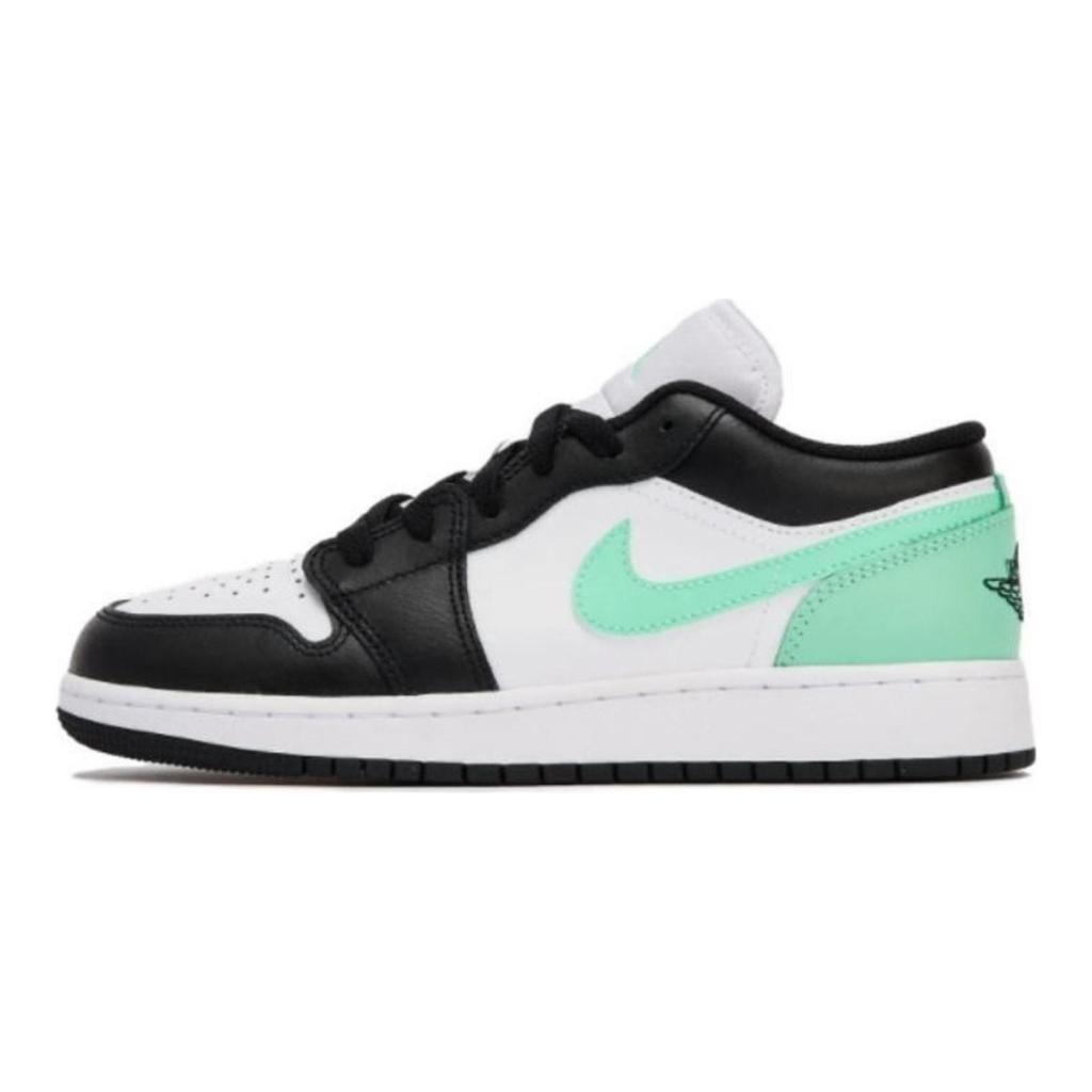 Jordan Air Jordan 1 Puppy Fragment Slip Resistant Abrasion Resistant Low Top Vintage Basketball Shoes Men's Black Green 553558-131(Team85-)