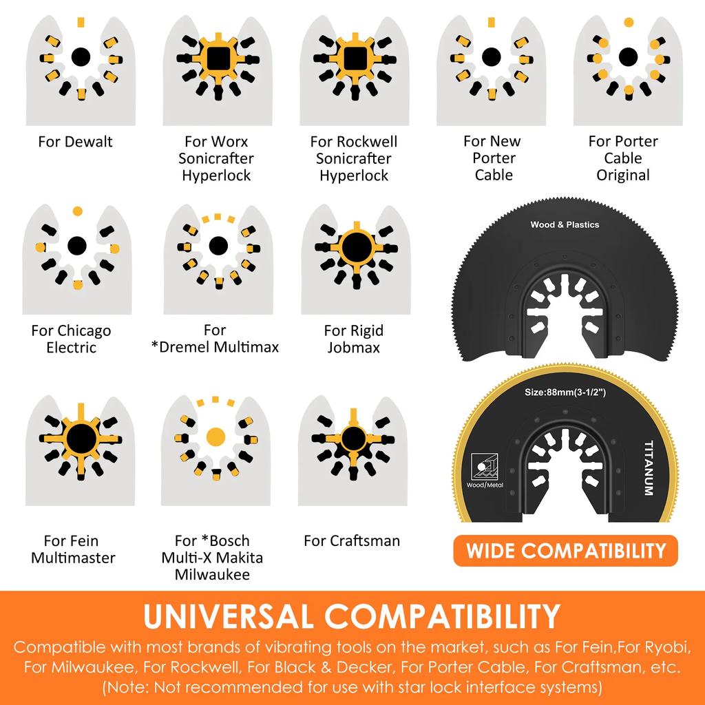 4Pcs Oscillating Saw Blades Set Universal Semi Circle Titanium Bimetal Saw Blades Multipurpose High Carbon Steel Saw Blades