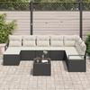 8-piece Garden Sofa Set with Brown Poly Rattan Cushions, 2-seater Garden Sofa with Storage 3355176