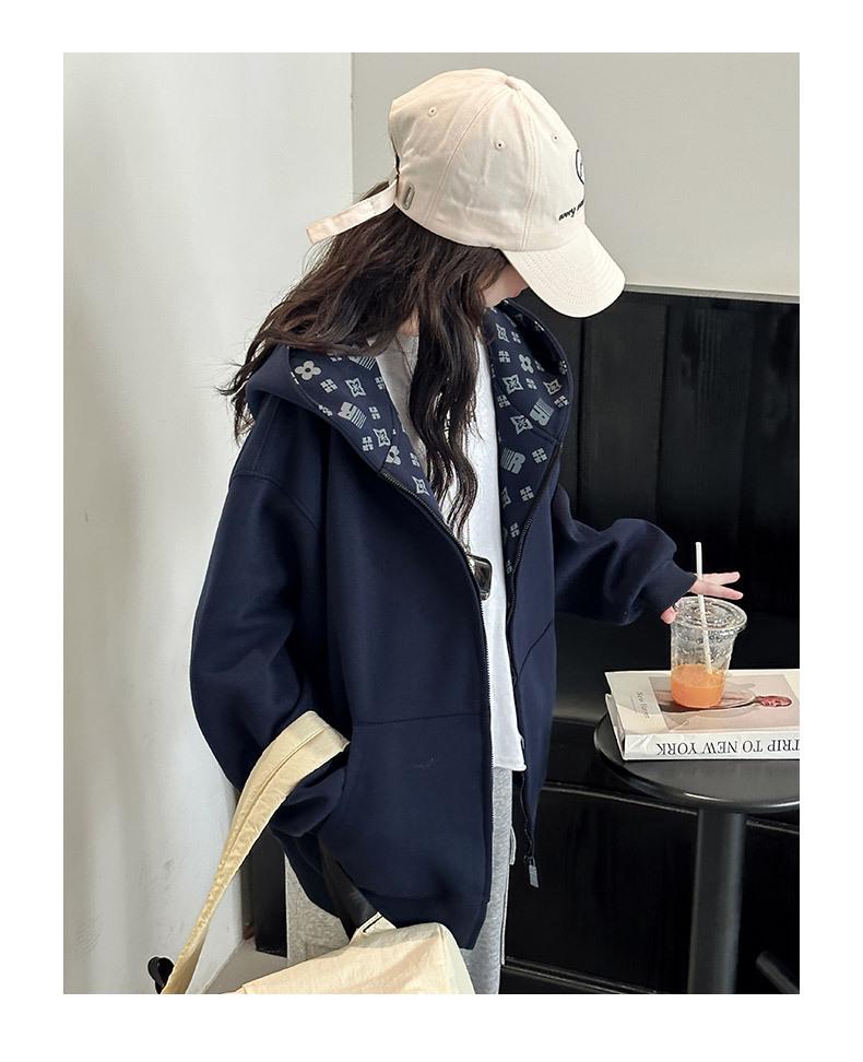 Girls' Hooded Fleece Jacket: 2025 Spring/Autumn Fashion, Korean Style Print for Big Kids