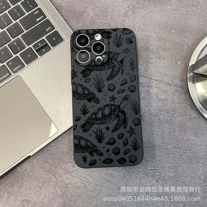 Line turtle suitable for iPhone15 mobile phone case 14PROMAX all-inclusive 13/11 anti-drop 16/15 protective case 17