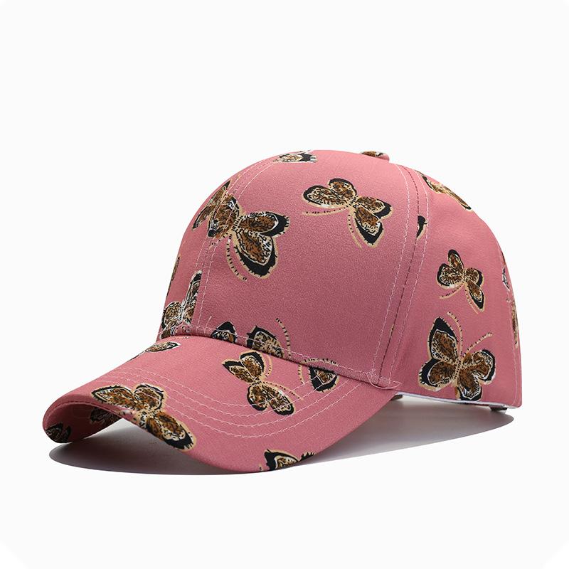 Spring and summer outdoor leisure sunshade baseball cap fashionable women butterfly print cap