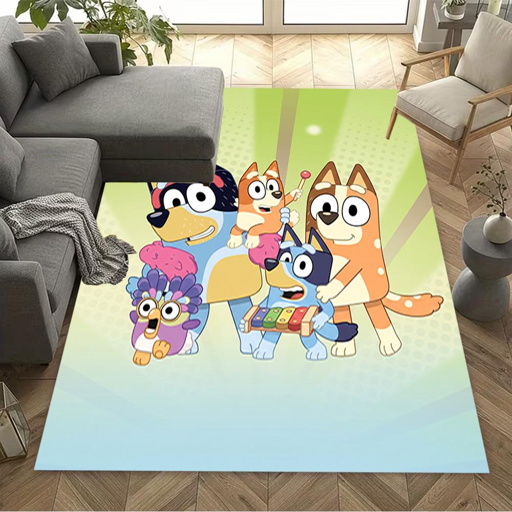Halloween Bluey Characters Area Rug Suitable for Balcony Game Room Study room Playrooms Anti-slip Rug Anime Office Decor Perfect Gift for Women/Men