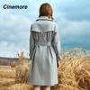 Cinemore Autumn Long Trench Coat for Women Casual Windbreaker Jacket Double Breasted Lapel Belted Overcoat Female Chic Lady Coat