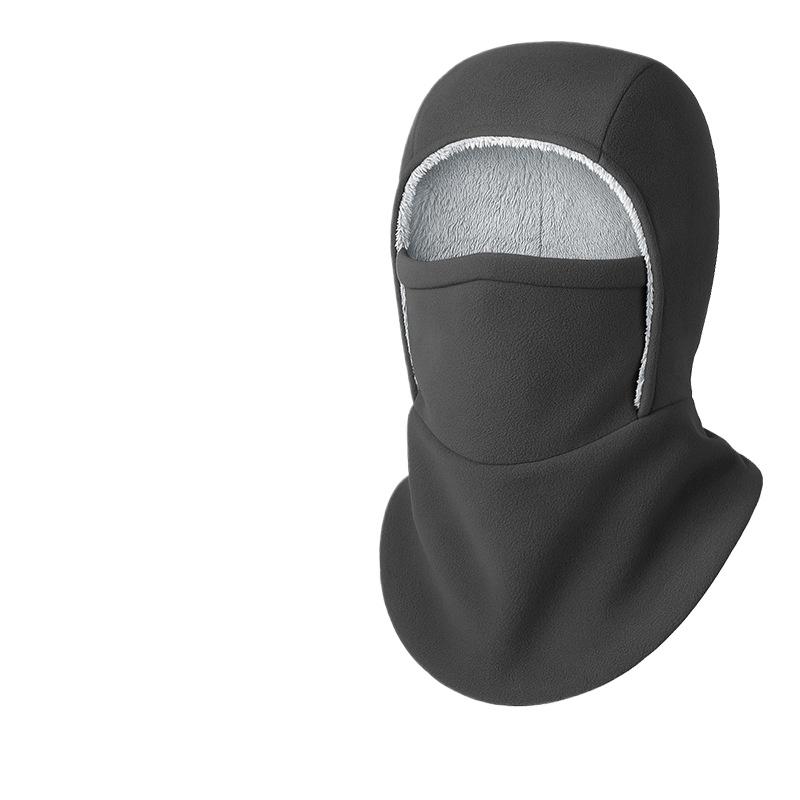 Fleece Balaclava Cycling Cap with Knitted Gloves Cold-proof Windproof Warm Hood and Hat Thicken Thermal Ski Windproof Women Men темно серый