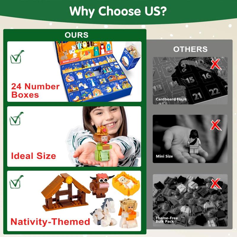 Krippen Adventskalender Blöcke Geschenkbox Spaß Geschenkbox Krippe Jesus 24 Tage Countdown Adventskalender Weihnachten Heimdekoration