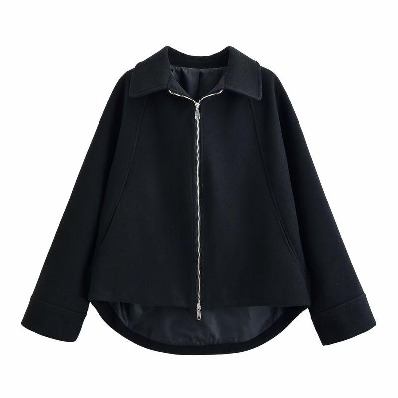 

Для Новой Осенней Женской Одежды 2025 Мода Ветер Мода Уличный Самый Легкий для Сочетания Черный Шерстяной Пиджак Верхняя Одежда 8491245 Black L